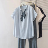 Plus Size Chic Lazy Style French Short - sleeved T-shirt Women's Summer New Outer Wearing Top - Zeprah
