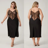 Plus - size European - American Style Ultra - thin Pajamas Women's Summer Satin Chiffon Sexy Nightgown - Zeprah