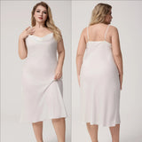 Plus - size Satin Nightgown Women's Summer One - piece High Collar Loose Homewear Pajamas Knee Length - Zeprah