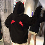 Plus Size Women's Fleece - Lined Hoodie Loose Fit Trendy Unique Design Lazy Korean Casual Sweatshirt - Zeprah