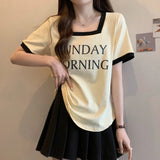 Plus Size Women's Square Collar Shoulder Short - sleeved T-shirt Women's Summer Design T-shirt - Zeprah