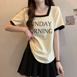 Plus Size Women's Square Collar Shoulder Short - sleeved T-shirt Women's Summer Design T-shirt - Zeprah