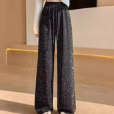 Popular Bottoms Casual Comfortable Heat Transfer Rhinestones Trousers Lightweight Wide - Leg Trousers - Zeprah