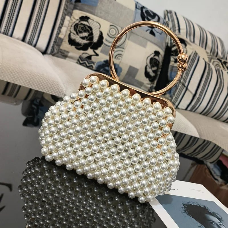 Popular DIY Handmade Solid Color Curved Rhinestone Acrylic Beaded Evening Clutch Bag Fashion Make Up Bag - Zeprah