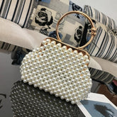 Popular DIY Handmade Solid Color Curved Rhinestone Acrylic Beaded Evening Clutch Bag Fashion Make Up Bag - Zeprah