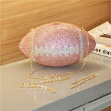 Popular New Trending Funny Football Purses Handbags for Women Luxury Bling Rhinestone Clutch Handbag Evening Bags - Zeprah