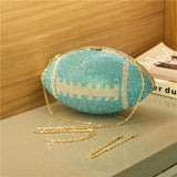 Popular New Trending Funny Football Purses Handbags for Women Luxury Bling Rhinestone Clutch Handbag Evening Bags - Zeprah