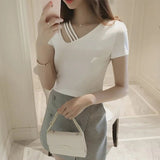 Premium Quality Graphic Tee Slim - fit Tops for Women V - neck Crop Top - Zeprah