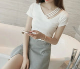 Premium Quality Graphic Tee Slim - fit Tops for Women V - neck Crop Top - Zeprah