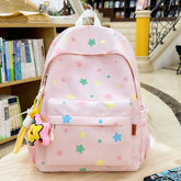 Preppy Style Oxford Backpack Unisex Middle School Ins Style Girly Heart Star Design Large Capacity Simple Versatile Students Bag - Zeprah