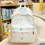 Preppy Style Oxford Backpack Unisex Middle School Ins Style Girly Heart Star Design Large Capacity Simple Versatile Students Bag - Zeprah