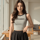 Print Crop Top Women Sleeveless Slim Vest One - piece Cami Top Wire - free Camisole Tee Cool Girls Streetwear - Zeprah