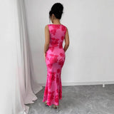 Printed Sleeveless Straight - Cut Elegant Resort Maxi Dress - Zeprah