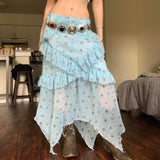 Promotional Patchwork Lace Women's Empire Waist Pleated Knee - Length Anti - Wrinkle A - Line Knitted Spandex/Polyester Skirt - Zeprah