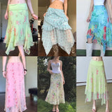 Promotional Patchwork Lace Women's Empire Waist Pleated Knee - Length Anti - Wrinkle A - Line Knitted Spandex/Polyester Skirt - Zeprah