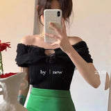Puff Bubble Sleeve Cut Padded Camisole Sweet Girl Beauty Back off Shoulder Tank Top Big Bomb Princess Style Sashed Vest - Zeprah