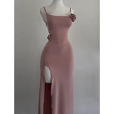 Pure Desire Backless Three - dimensional Flower Sling Dress New Women's Summer Niche Design Waist Hip Tube - length Dress - Zeprah