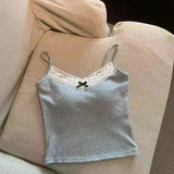 Pure Desire Lace Gray Camisole Women's Built - in Bra Wearing Outer Wearing Short Slim - fit Design Top - Zeprah