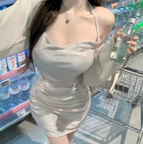 Pure Desire Style Backless Neck Women's Dress Spring and Summer High - end Elegant Waist Collated Hip Dress - Zeprah