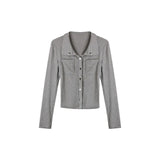 Pure Sexy Button Polo Collar Cardigan Elegant Base Shirt Korean Style Spring and Autumn Long Sleeve Fashion T-Shirt Women's Top - Zeprah