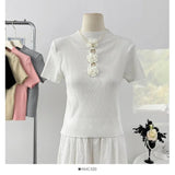Pure Spice Girl Hollow Stitching Three - dimensional Flower Knitted Short - sleeved Women's T-shirt Summer New Age - reducing Top - Zeprah