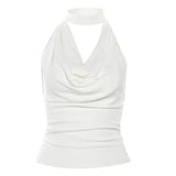 Pure Spice Girl Sexy Neck - style Swing Collar Large Backless Sling Women's Summer New Pleated Outer Wearing Vest Trendy - Zeprah