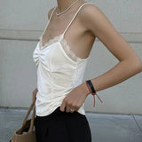 Push up Bust Enhancing Breathable Eco - Friendly Casual Camisole Solid Color Ruffled Lace Trim Velvet Tank Top - Zeprah