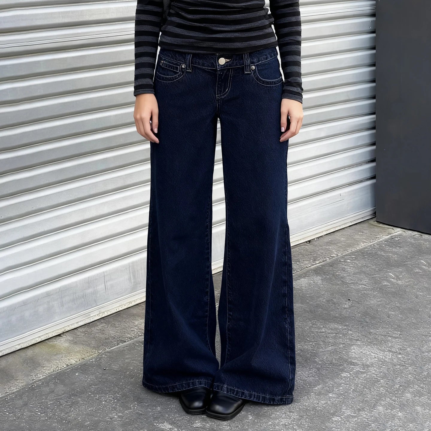 Raw Denim Solid Formal Breathable Eco - Friendly Jeans Mid Rise Relaxed Straight Leg Pants Vintage Wash - Zeprah