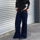 Raw Denim Solid Formal Breathable Eco - Friendly Jeans Mid Rise Relaxed Straight Leg Pants Vintage Wash - Zeprah