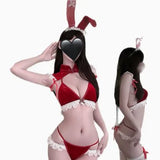 Red Christmas Women's set with Lace Trim, Including Lingerie, Underwear and Shawl Three - piece Set of Night Wear - Zeprah
