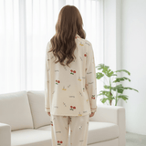Relaxed Fit Fruit Print Button - Down Pajama Set - Zeprah