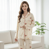 Relaxed Fit Fruit Print Button - Down Pajama Set - Zeprah