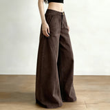 Relaxed Fit Jeans Women Curved Hem Washed Denim Pants Slimming High Waisted Casual Basic Solid - Zeprah