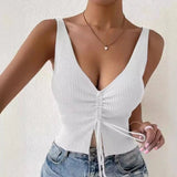 Ribbed Tank Top Spaghetti Strap Basic tank Top Going Out Halter Top - Zeprah