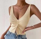 Ribbed Tank Top Spaghetti Strap Basic tank Top Going Out Halter Top - Zeprah