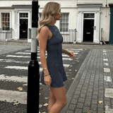 Ruched Mini Dress – Vintage Polka Dot Design - Zeprah