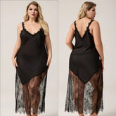 Satin Camisole Nightgown Women Summer Lace Sexy Backless Long Homewear - Zeprah