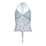 Sequin Floral Knitted Short Camisole Tank Top Low Back Sleeveless V - Neck Sexy Summer Glitter Women - Zeprah