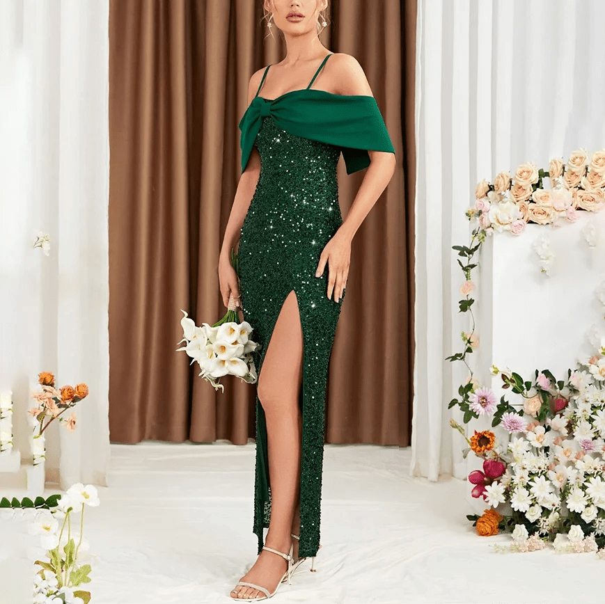 Sequin Halter Midi Cocktail Dress - Zeprah