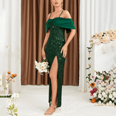 Sequin Halter Midi Cocktail Dress - Zeprah