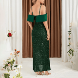 Sequin Halter Midi Cocktail Dress - Zeprah