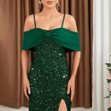 Sequin Halter Midi Cocktail Dress - Zeprah
