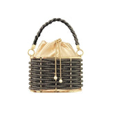 Sequin Mini Tote for Ladies Handheld Style with Unique Pattern New Handmade Hollow Metal Cage Bucket Flannel Evening Bag - Zeprah