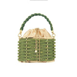 Sequin Mini Tote for Ladies Handheld Style with Unique Pattern New Handmade Hollow Metal Cage Bucket Flannel Evening Bag - Zeprah