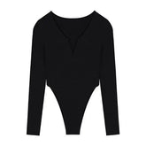 Sexy Deep V Long Sleeve Women's Bodysuit Jumpsuit - Zeprah