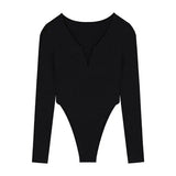 Sexy Deep V Long Sleeve Women's Bodysuit Jumpsuit - Zeprah