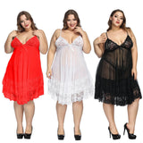 Sexy Lingerie European American Style Plus Size Women's Nightdress Camisole Dress Sleepwear - Zeprah