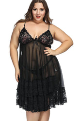 Sexy Lingerie European American Style Plus Size Women's Nightdress Camisole Dress Sleepwear - Zeprah
