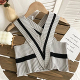 Sexy Neck - hanging Striped Cross - strap Vest Knitted Going Out Tops Women Tank Top - Zeprah