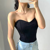Sexy Strapless Club Tank Top Female Sleeveless Overbust Corset Streetwear Night Out Camis Tank Top - Zeprah